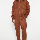 Camisa Abotonada Dre Faux Suede Long Sleeve - Camello