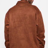 Camisa Abotonada Dre Faux Suede Long Sleeve - Camello