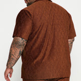 Camisa Wavy Textured Short Sleeve Cuban - Chocolate
