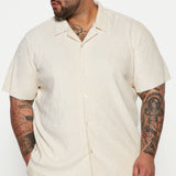 Camisa Wavy Textured Short Sleeve Cuban - Hueso