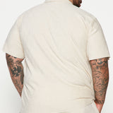 Camisa Wavy Textured Short Sleeve Cuban - Hueso