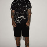 Camisa De Manga Corta All In Marble - Negro/Combinado