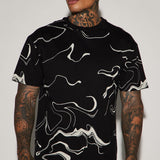 Camisa De Manga Corta All In Marble - Negro/Combinado