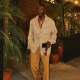 Camisa Island Textured Over - Brown Combo