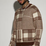 Suéter Mixed Lines Cozy Crewneck - Crema/Combinación