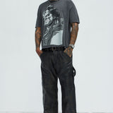 Camisa De Manga Corta Street Fighter Akuma Oversized - Deslavado Negro