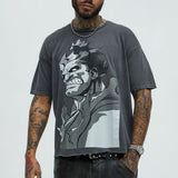 Camisa De Manga Corta Street Fighter Akuma Oversized - Deslavado Negro