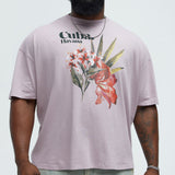 Camisa De Manga Corta Cuba Havana Oversized - Morado