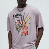 Camisa De Manga Corta Cuba Havana Oversized - Morado