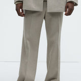 Pantalón Hallron Herringbone Relaxed Straight - Gris Pardo