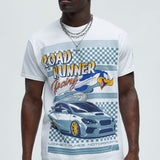 Camisa De Manga Corta Looney Tunes Road Runner Racing - Blanco