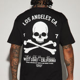 La camiseta de manga corta en negro de Los Angeles Est. 87 Bones, fundada en 1987.