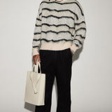 Suéter Uneven Lines Fuzzy Crewneck - Crema/Combinación