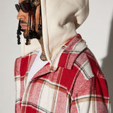 Camisa con capucha y chaqueta combinada de bloques de tala - rojo/combinación
