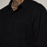 Camisa de manga larga abotonada con textura Jordan - Negro.