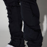 Pantalón Fray Paneled Stacked Skinny Flared - Negro