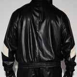 Chamarra See Through You Faux Leather Track - Negro/Combinado