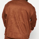 Camisa Abotonada Dre Faux Suede Long Sleeve - Camello