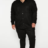 Camisa Abotonada Dre Faux Suede Long Sleeve - Negro