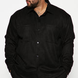 Camisa Abotonada Dre Faux Suede Long Sleeve - Negro