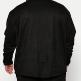 Camisa Abotonada Dre Faux Suede Long Sleeve - Negro