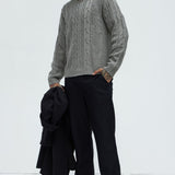 Suéter Drew Cable Knit - Gris Suave