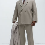 Pantalón Hallron Herringbone Relaxed Straight - Gris Pardo