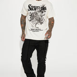 Camisa De Manga Corta Savage Flora - Crema