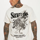 Camisa De Manga Corta Savage Flora - Crema