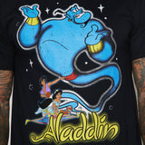 Camiseta de manga corta con gráfico del Genio de Aladdín - Negra