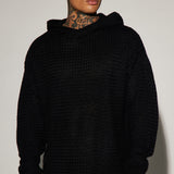 Suéter Say Less Cableknit Hooded - Negro