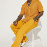 Abotonado Unwind Cable Knit Short Sleeve - Mostaza