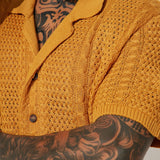 Abotonado Unwind Cable Knit Short Sleeve - Mostaza