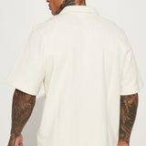Camisa Abotonada Dean Textured Short Sleeve - Crema