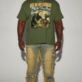 Camisa De Manga Corta Give Me My Flowers - Verde Oscuro