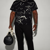 Camisa De Manga Corta All In Marble - Negro/Combinado