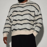 Suéter Uneven Lines Fuzzy Crewneck - Crema/Combinación