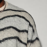 Suéter Uneven Lines Fuzzy Crewneck - Crema/Combinación