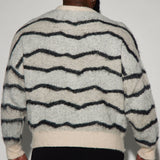 Suéter Uneven Lines Fuzzy Crewneck - Crema/Combinación
