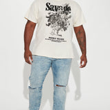 Camisa De Manga Corta Savage Flora - Crema