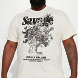 Camisa De Manga Corta Savage Flora - Crema
