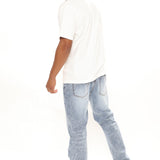 Jeans rectos Mike - Lavado azul descolorido.