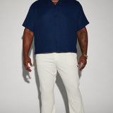 Camisa Abotonada Waffle Knit Textured - Azul