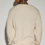 Suéter Say Less Cableknit Raglan - Crema