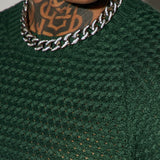 Suéter Say Less Cableknit Raglan - Verde Oscuro