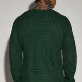 Suéter Say Less Cableknit Raglan - Verde Oscuro