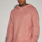 Suéter Say Less Cableknit Hooded - Color De Malva