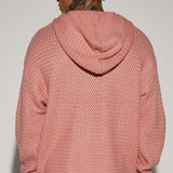 Suéter Say Less Cableknit Hooded - Color De Malva