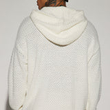 Suéter Say Less Cableknit Hooded - Blanco