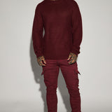Suéter Say Less Cableknit Raglan - Vino Tinto